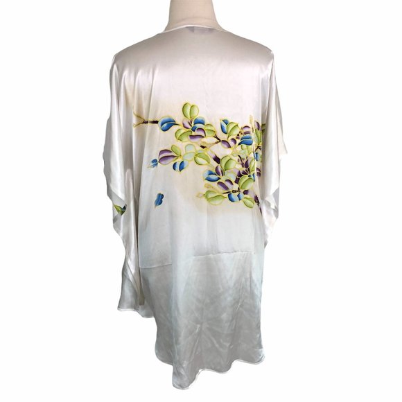 Coastal Grandmother Ledamon Silk Kaftan L - Picture 3 of 10